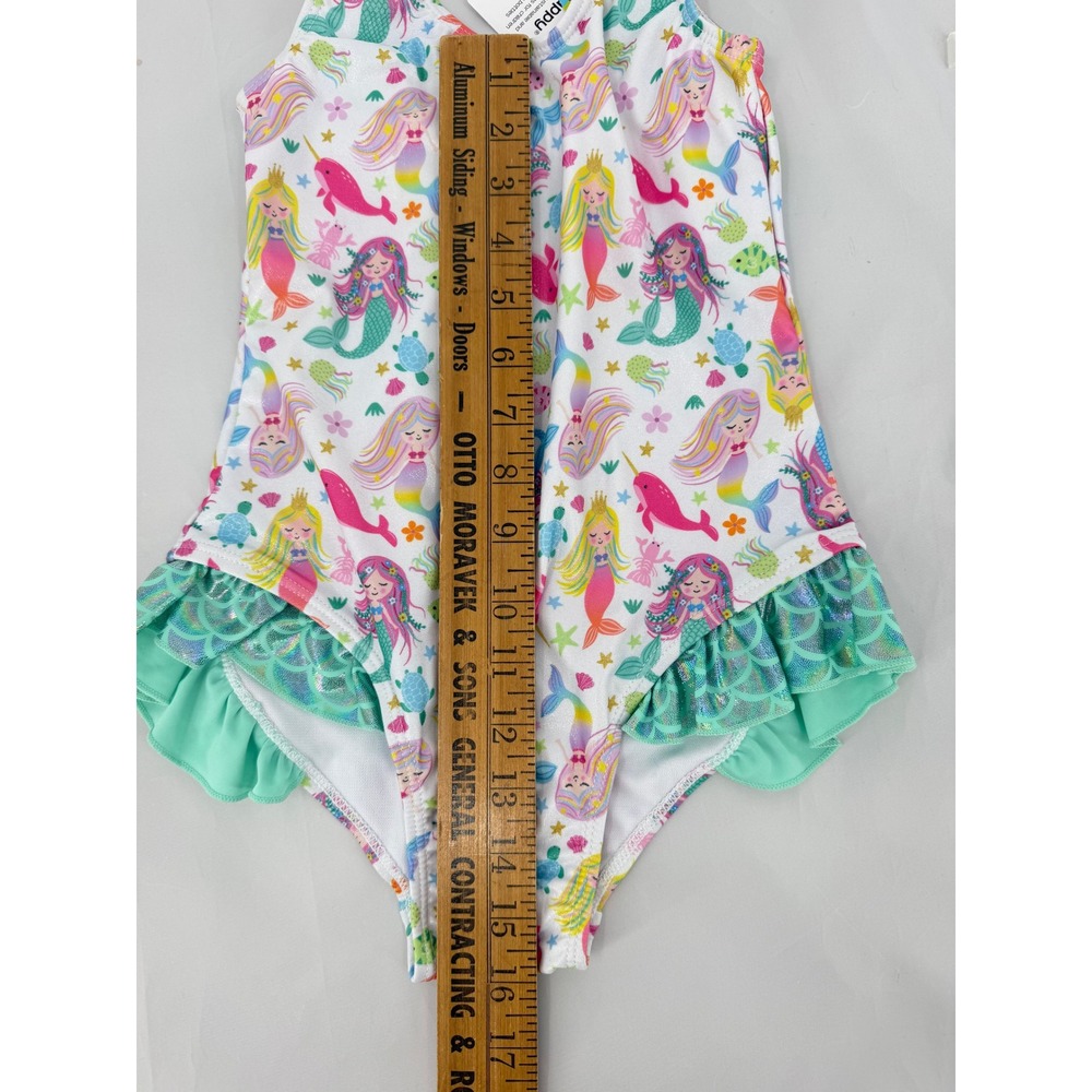 Flap Happy Girls 7 Mermaid Rash Guard One Piece Swimsuit Set UPF 50 NWT - Picture 5 of 9